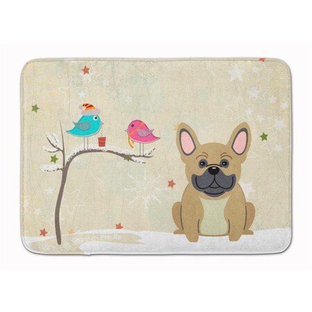 Carolines Treasures Christmas French Bulldog Cream Machine Washable Memory Foam Mat BB2482RUG